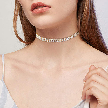 1-5 Rows Rhinestone Choker Necklace & Stretch Bracelets