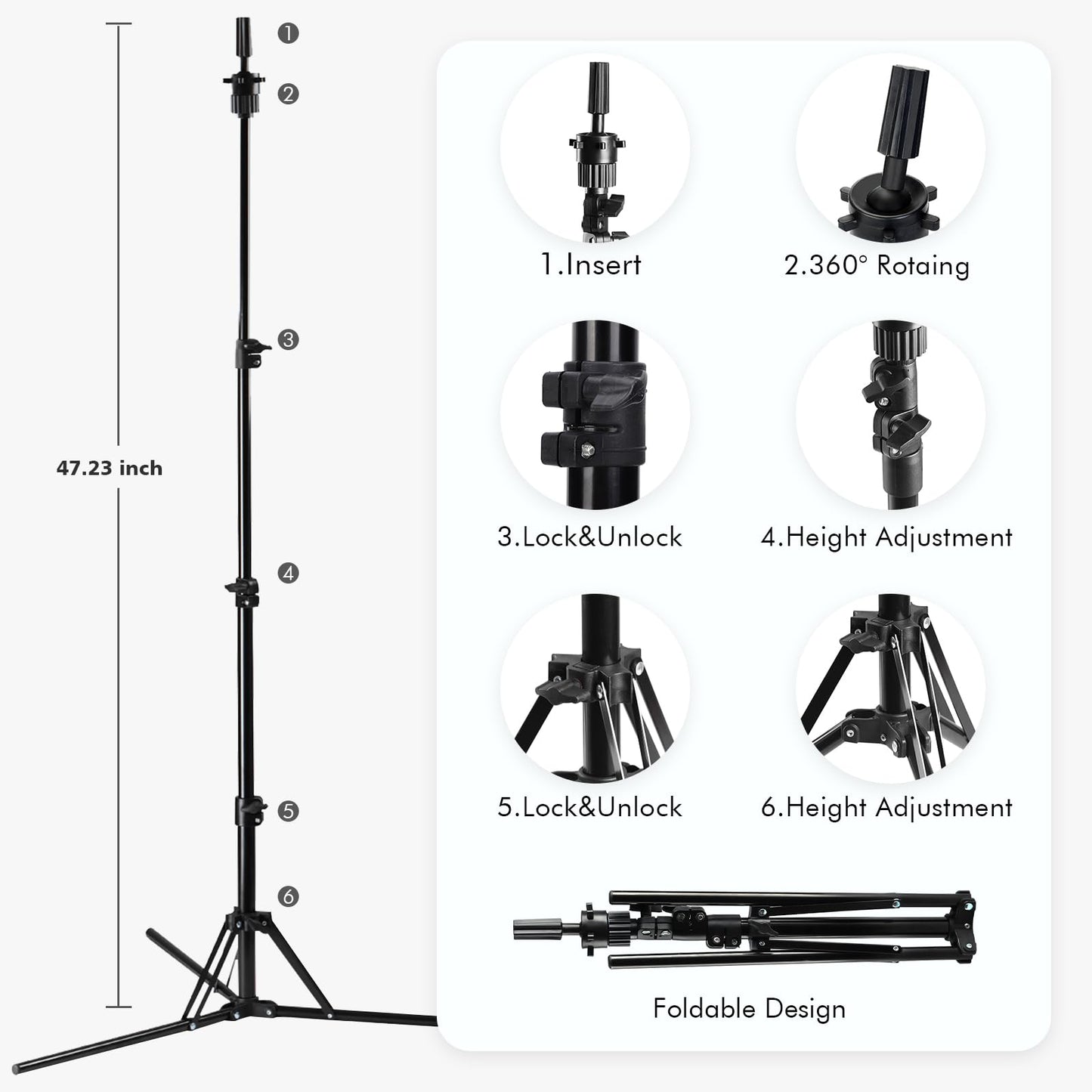 Wig Stand Tripod with Mannequin Head for Wigs