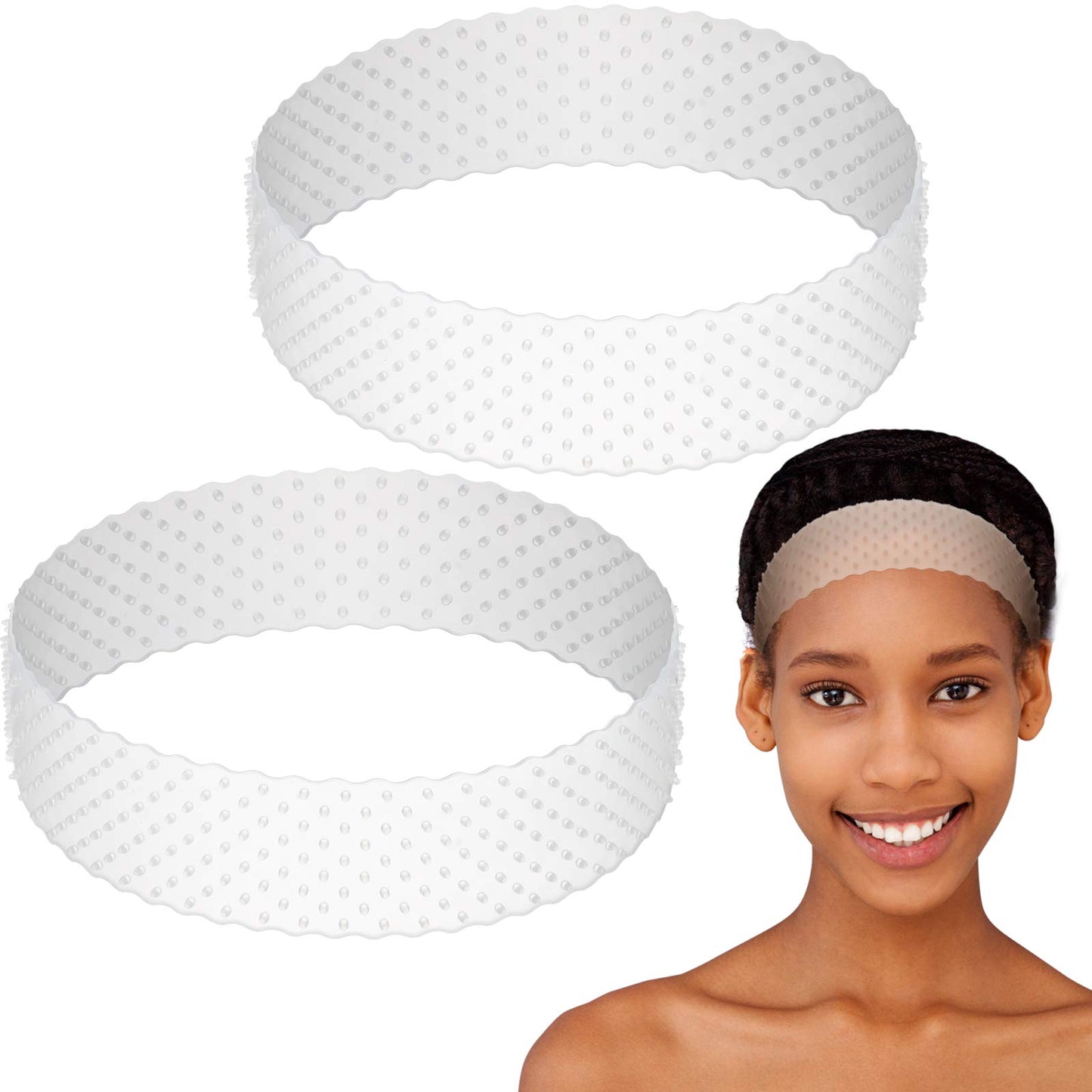 2 Pieces Silicone Grip Wig Band