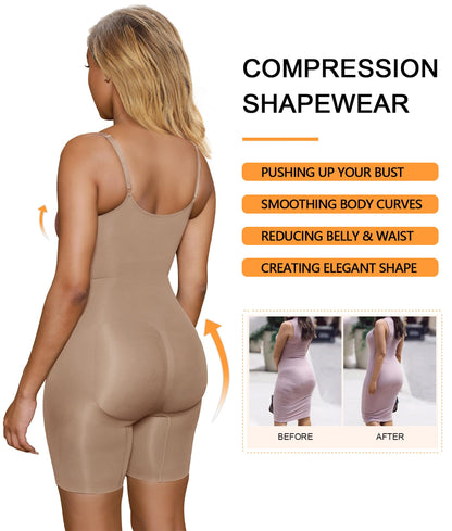 Shapewear for Women Tummy Control Bodysuit Mid Thigh Butt Lifter