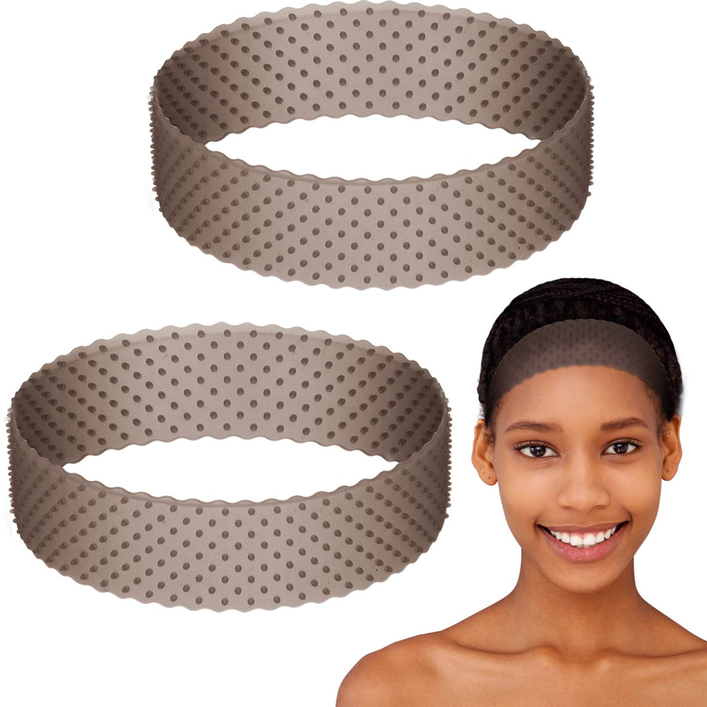 2 Pieces Silicone Grip Wig Band