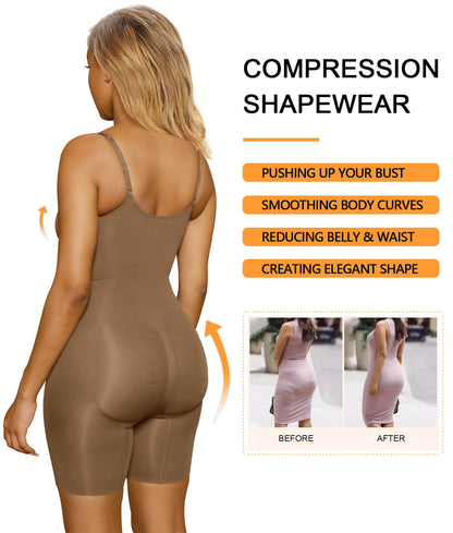 Shapewear for Women Tummy Control Bodysuit Mid Thigh Butt Lifter