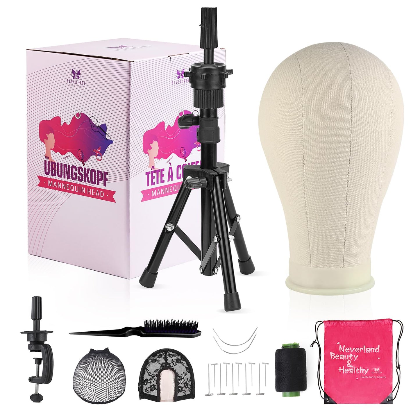 Wig Stand Tripod with Mannequin Head for Wigs